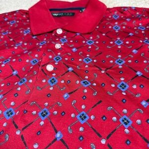 Wedge Golf Polo Shirt Mens XXL Red Golf Club Print Mercerized Cotton NWT Y2K VTG